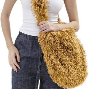 Faux Fur Zip Up Hobo Bag
